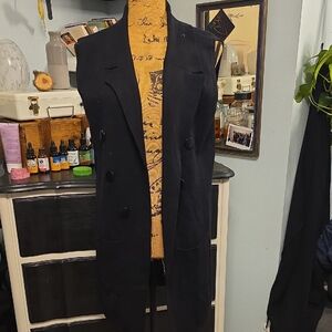 sioni long black knit sweater vest womens large